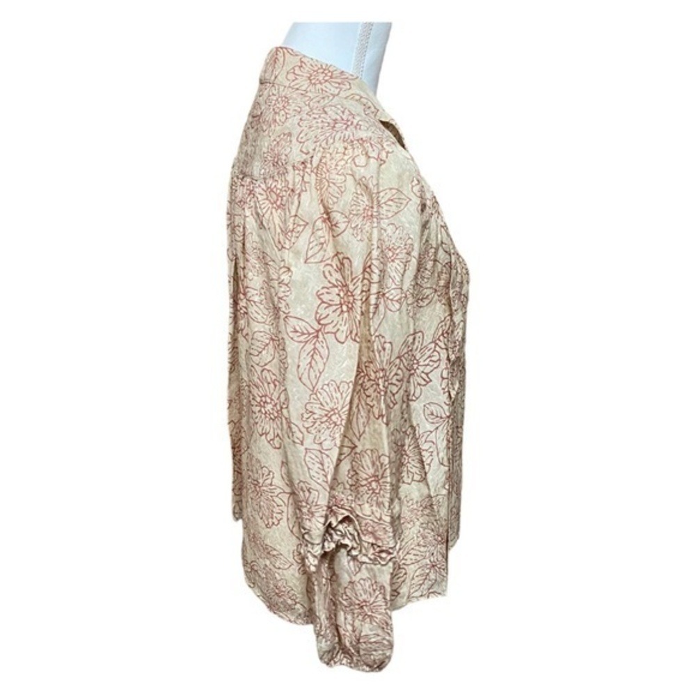 Current Air Floral Tie Top Blouse Long Sleeves with Ruffles - Picture 6 of 11